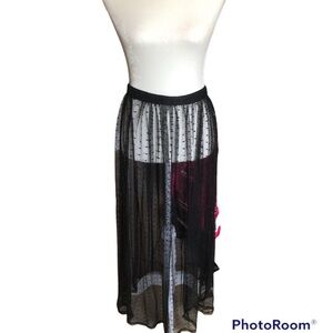 F21 Black Polkadot Swim Cover/Skirt